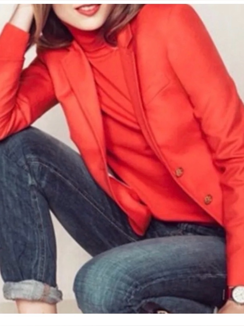 J crew linen orange blazer 4 Buttons